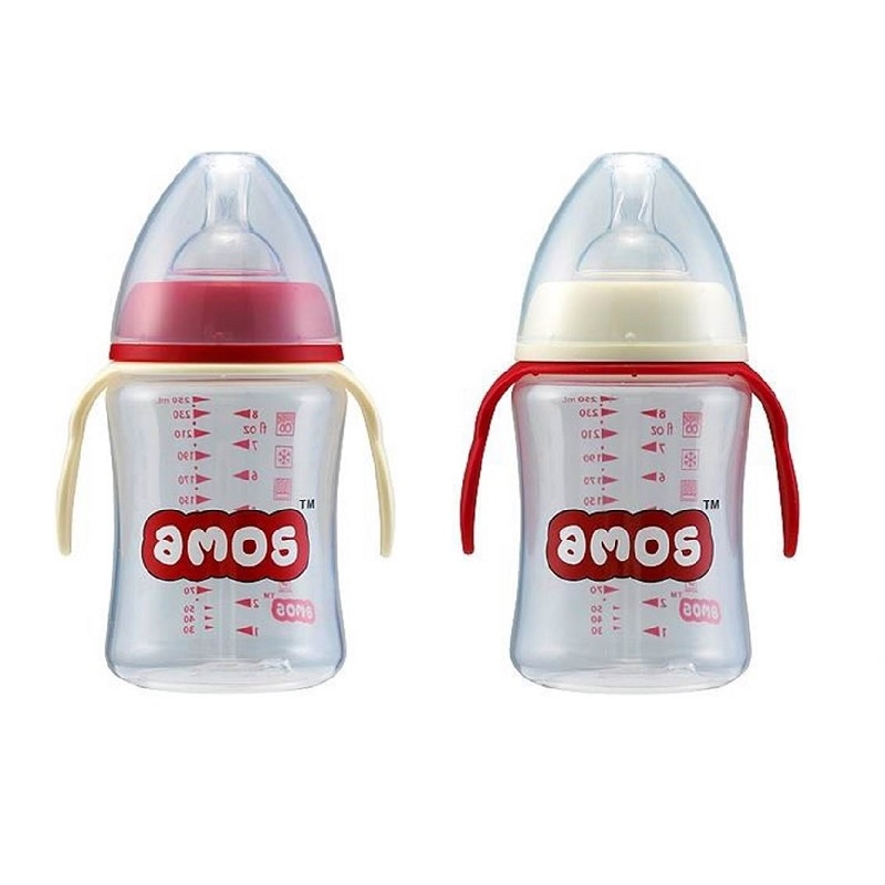 biberon cu maner si gat larg amos, 250ml