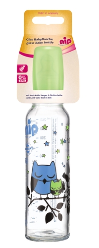 biberon nip boy girl din sticla cu tetina silicon, 0 - 6 luni, 250ml