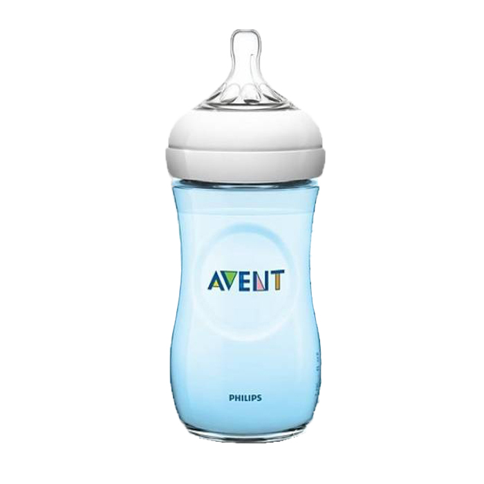 Biberon tetina cu flux mediu philips avent natural, 330 ml, albastru