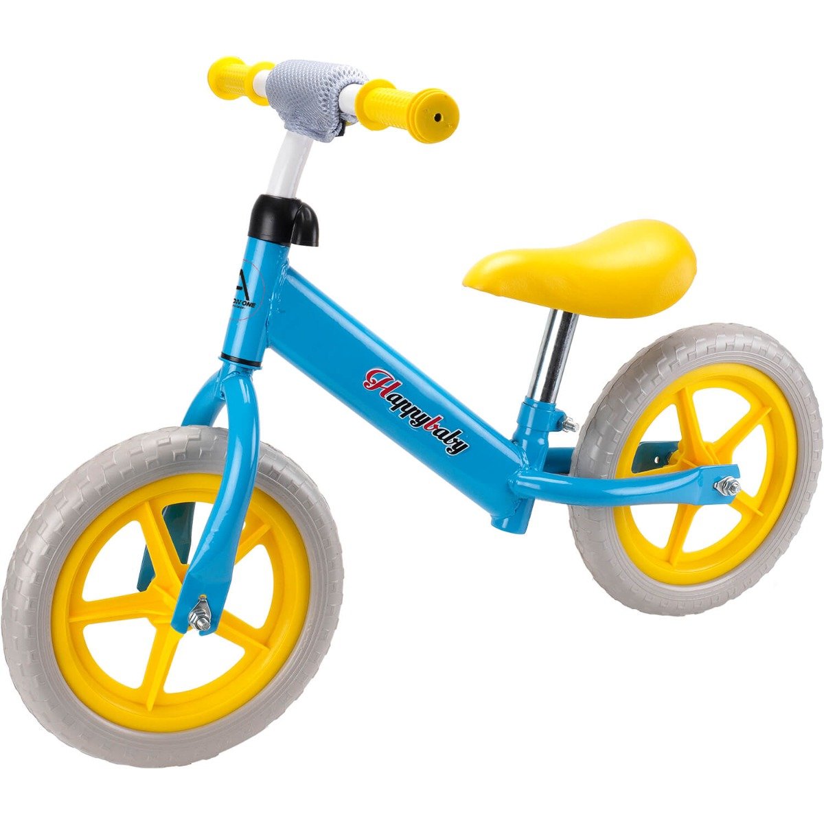 Bicicleta fara pedale pentru copii, Action One, Happy Baby, 12 inch, Bleu, Galben Biciclete copii imagine 2022