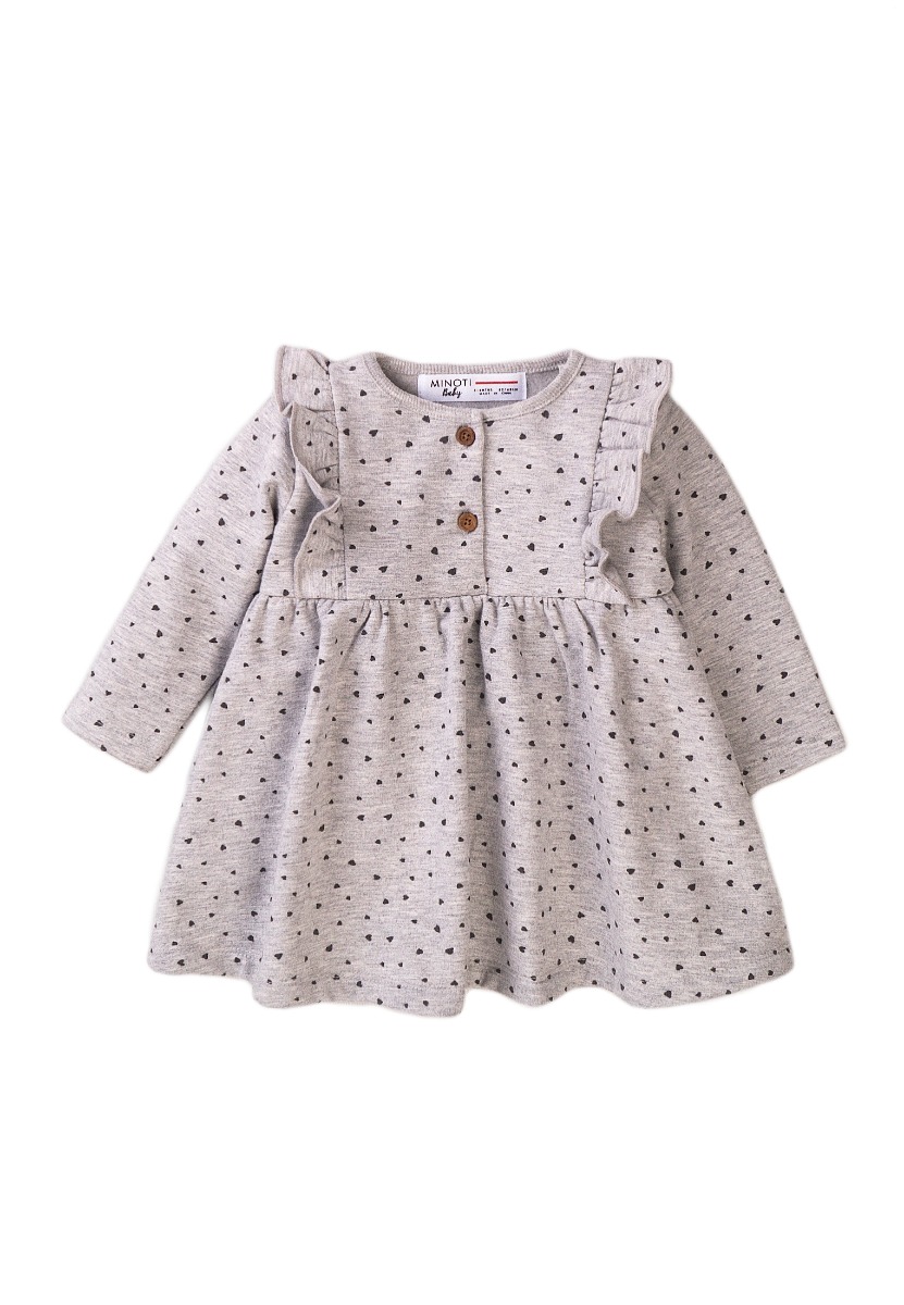Rochie cu maneca lunga si volane Minoti Baby, Bonjour, Hearts