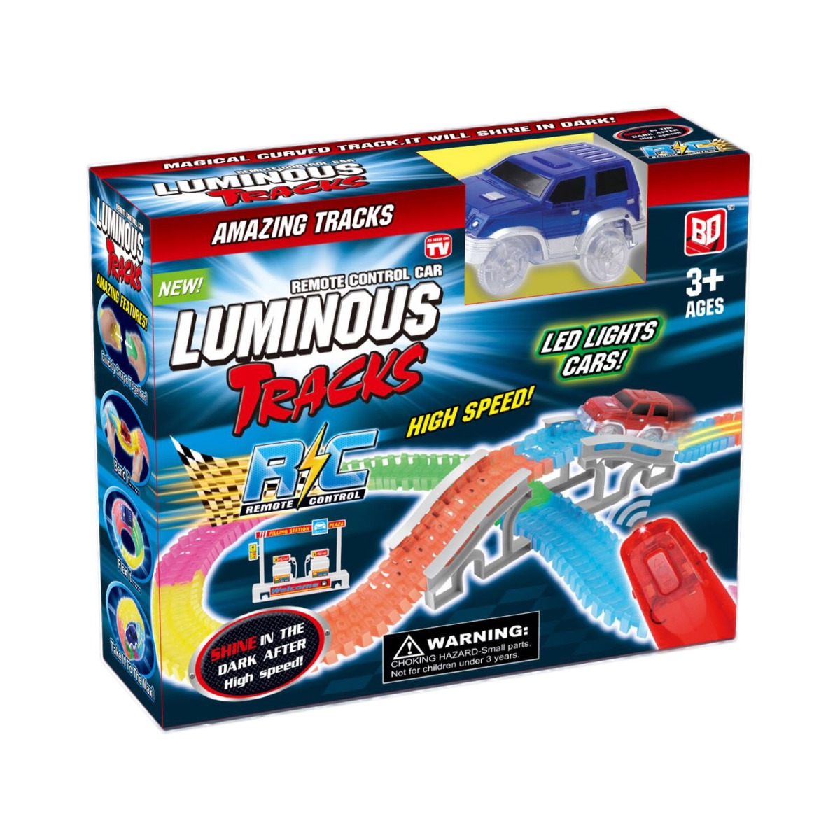 Circuit luminos cu masinuta si telecomanda luminous tracks, 98 piese