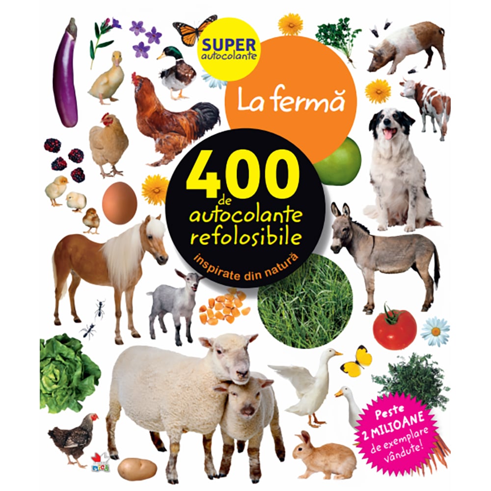 Carte editura litera, la ferma, 400 de autocolante refolosibile 