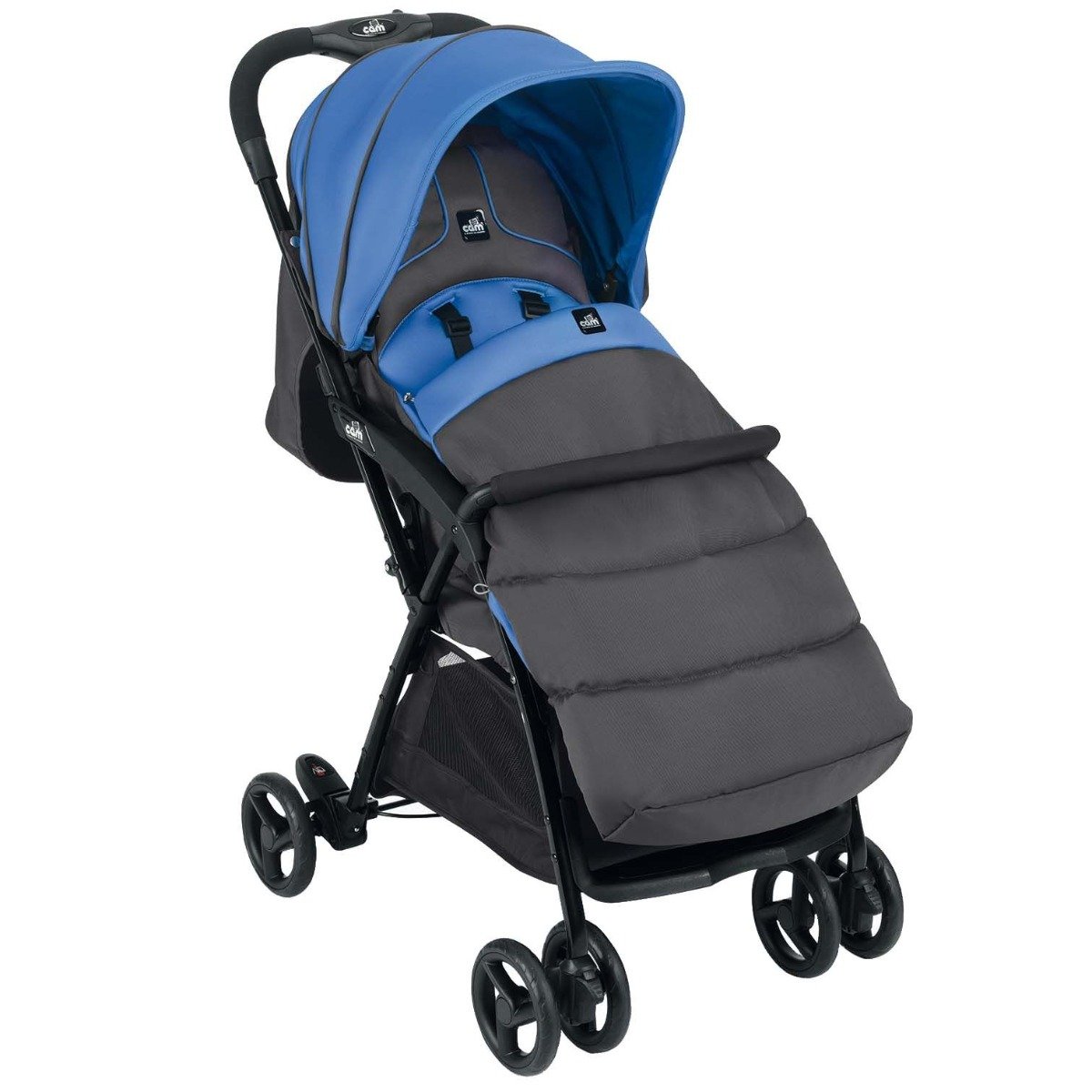 Carucior cam curvi, albastru/gri