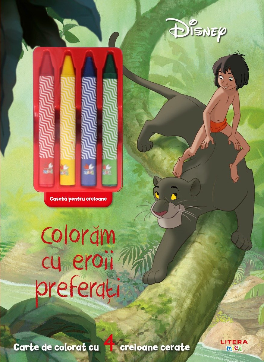 Disney, Coloram cu eroii preferati, carte de colorat cu 4 creioane cerate
