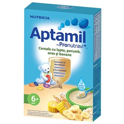 Cereale aptamil nutricia cu porumb, orez si banane, 200g