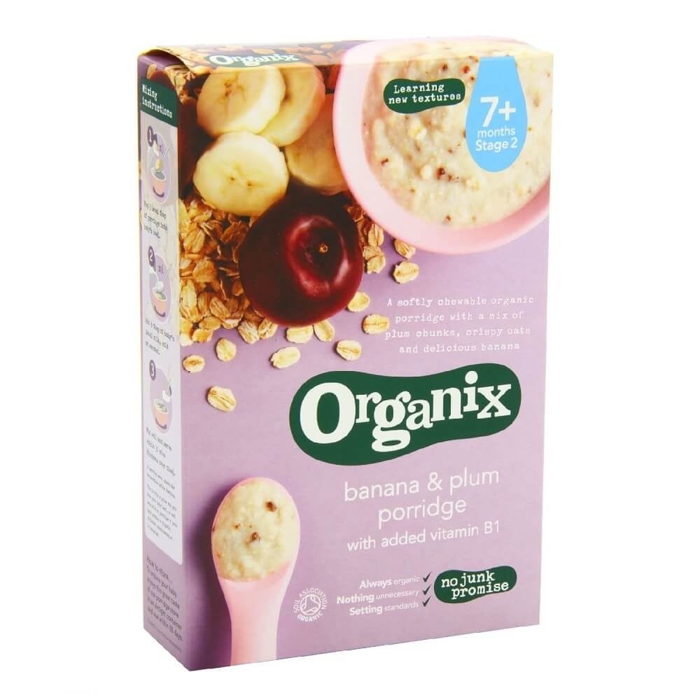 cereale organix - ovaz, orez, banane si prune, 200g