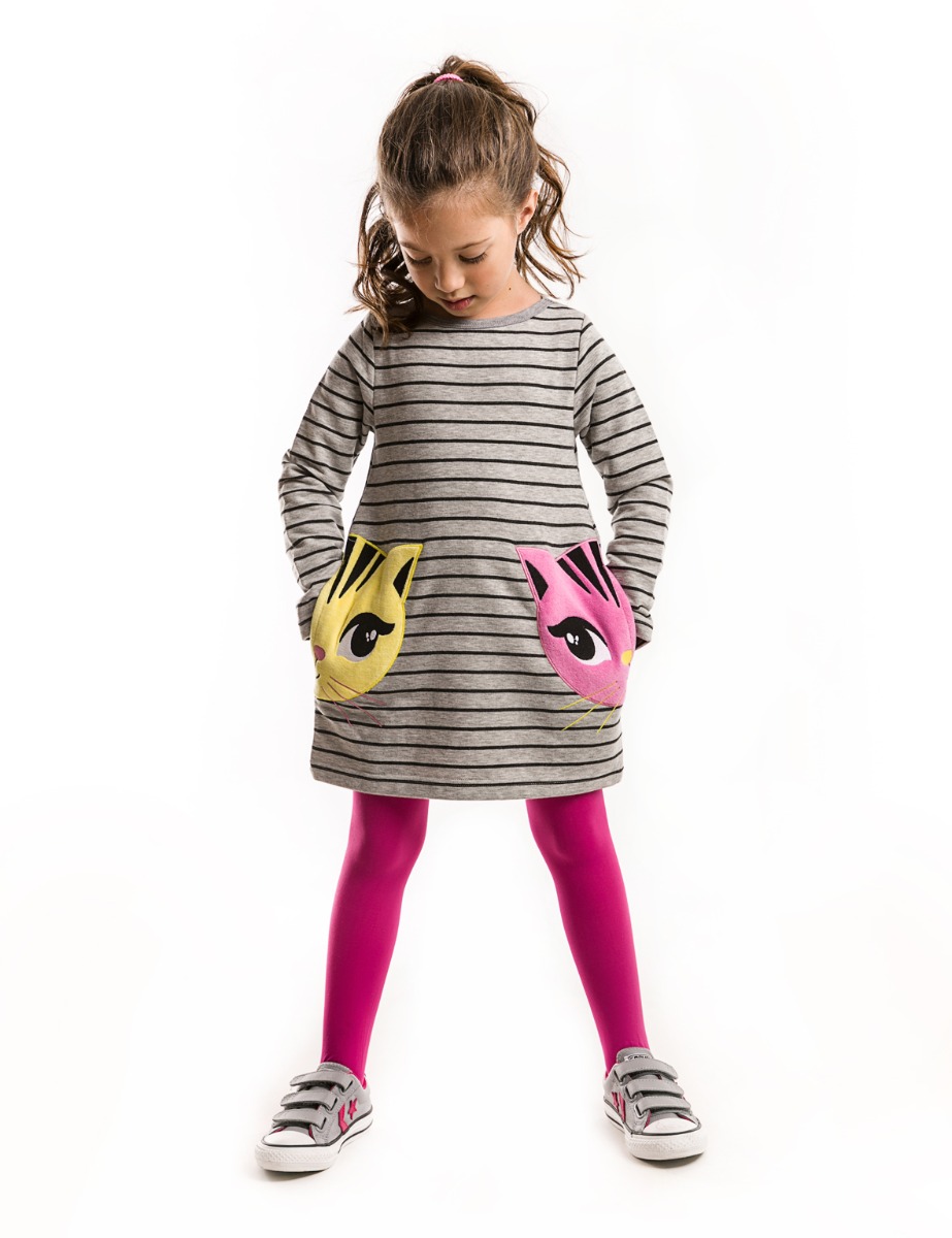 Rochie cu maneca lunga si buzunare cats denokids