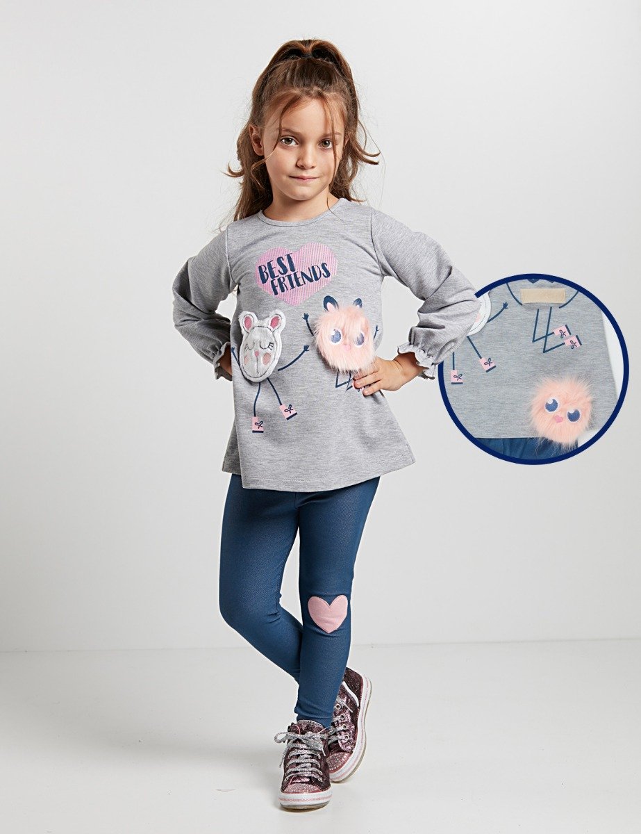 Set bluza si colanti Pompom Friends Denokids