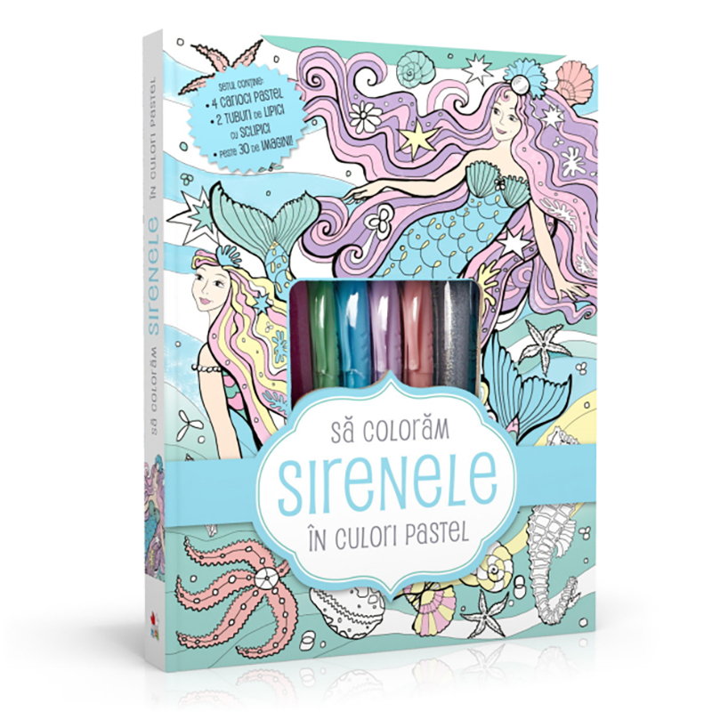 Set de colorat Editura Litera - Sa coloram sirenele in culori pastel