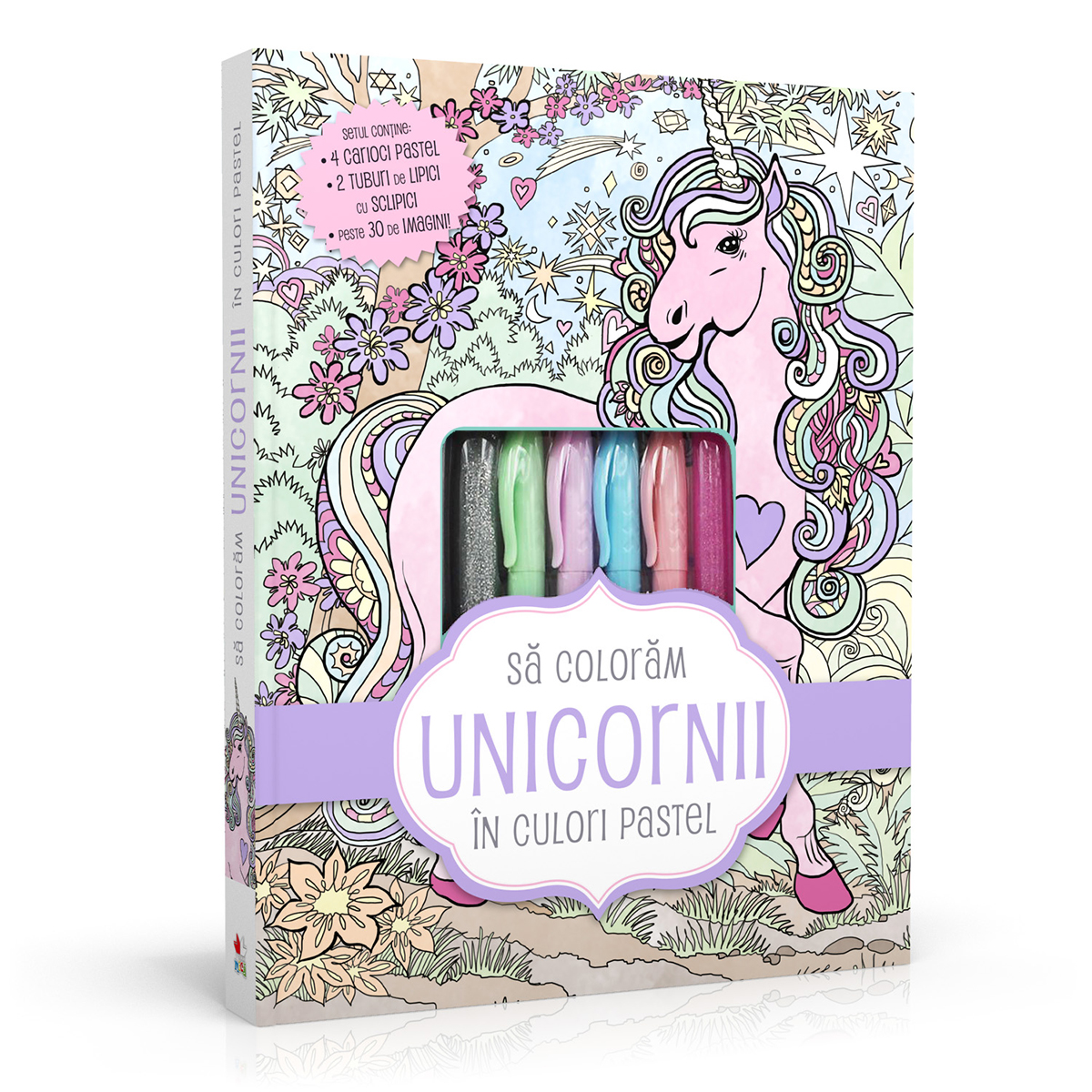 Set de colorat Editura Litera - Sa coloram unicornii in culori pastel
