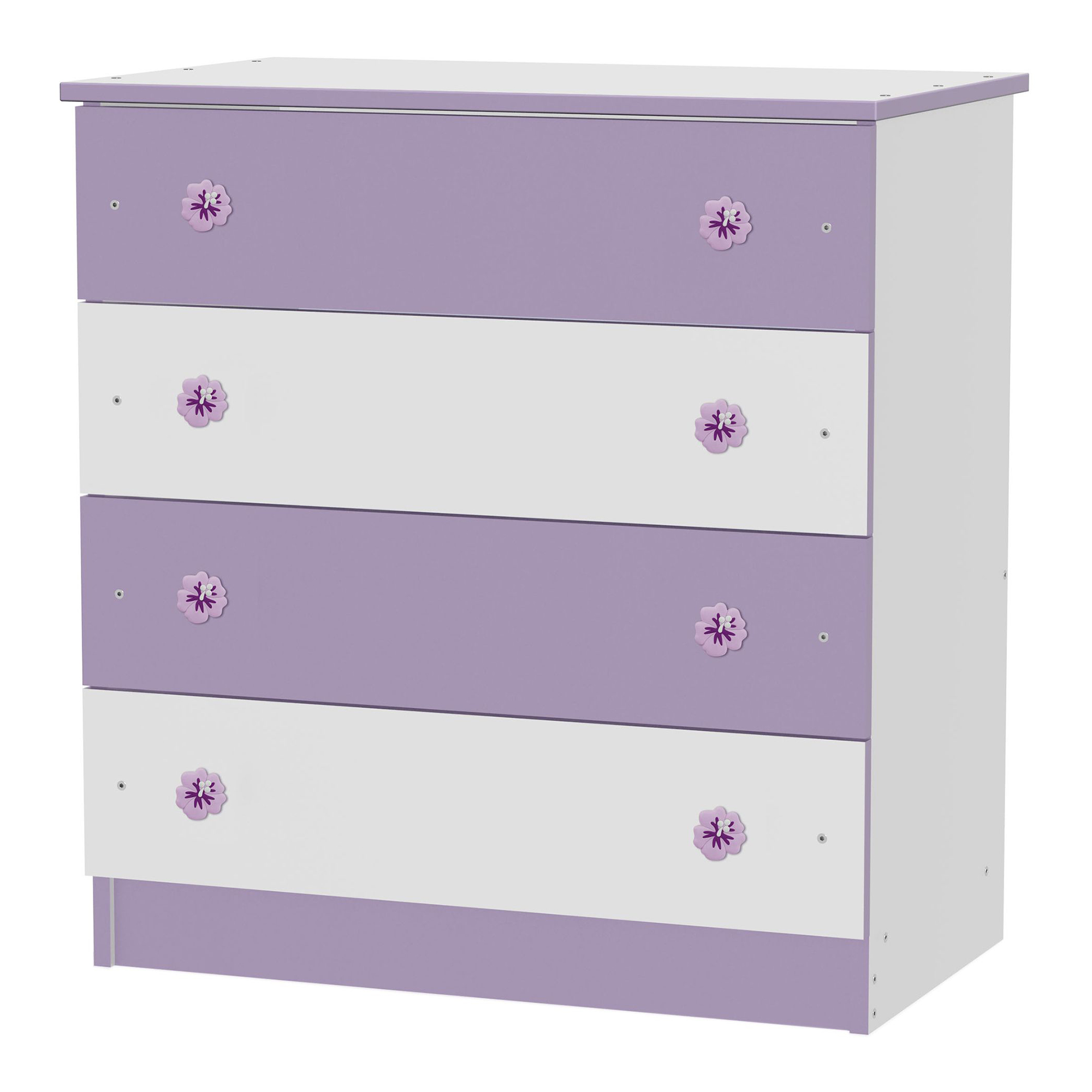comoda lorelli classic, alb-violet