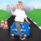 Valiza pentru copii Ride-On Masina de Politie Percy Trunki, Albastru, 46 cm