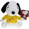 Jucarie din material textil elastic, Grupo Moya, Snoopy cu bluza galbena, 32 cm