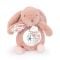 Veioza muzicala cu proiectie, Doudou, Iepuras pufos, 19 cm, Roz