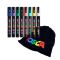 Set markere Posca, UNI PC-5M, 1.8-2.5 MM, cutie de carton si saculet, 8 culori