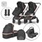 Carucior 3 in 1, Lorelli Reya, maner reversibil, pana la 22 kg, Black Jasper