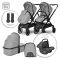 Carucior 3 in 1, Lorelli Reya, maner reversibil, pana la 22 kg, Grey