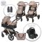 Carucior Lorelli Viola, Cos auto inclus, set adaptori, pana la 22 kg, Pearl Beige