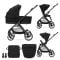 Carucior set 2 in 1, Lorelli Venice, cos landou individual, cadru din aluminiu, sezut reversibil, pana la 22 Kg, Black