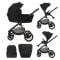 Carucior set 2 in 1, Lorelli Bianca, cos landou individual cu maner de transport, cadru din aluminiu, pana la 22 kg, Black