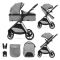 Carucior set 2 in 1, Lorelli Aspen, transformabil, set adaptori cos auto inclus, pana la 22 kg, Grey