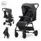 Carucior pentru nou-nascut, Lorelli Noir, sistem de pliere cu o singura mana, pana la 22 kg, Grey
