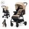 Carucior pentru nou-nascut, Lorelli Noir, sistem de pliere cu o singura mana, pana la 22 kg, Beige
