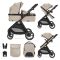 Carucior set 2 in 1, Lorelli Aspen, transformabil, set adaptori cos auto inclus, pana la 22 kg, Cappuccino