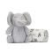 Paturica moale cu jucarie din plus, Lorelli Nappy, 90 x 75 cm, Elefant, Grey