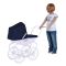 Carucior retro pentru papusi, Knorr Toys Classic, copertina reglabila, 80 x 31 x 71 cm, Navy Blue Rose Princess