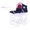 Carucior retro pentru papusi, Knorr Toys Classic, copertina reglabila, 80 x 31 x 71 cm, Navy Blue Rose Princess