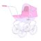 Carucior retro pentru papusi, Knorr Toys Classic, copertina reglabila, 80 x 31 x 71 cm, Rose White Princess