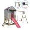 Casuta Wendi Toys Nordic Adventure House, cu loc pentru nisip, tobogan, leagan dublu, modul sport, bucatarie