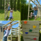 Casuta Wendi Toys Nordic Adventure House, cu loc pentru nisip, tobogan, leagan dublu, modul sport, bucatarie