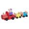 Set figurina cu tren din lemn cu locomotiva si 2 vagoane, Peppa Pig