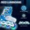 Role reglabile, Action One, Dinosaur, roti luminoase din silicon, sina aluminiu, M (33-37), Blue