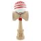 Jucarie de indemanare din lemn, Kendama X, Flippy, Chicanos, King Size V3, Super Sticky, 18 cm, Rosu, Alb