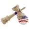 Jucarie de indemanare din lemn, Kendama X, Flippy, Chicanos, King Size V3, Super Sticky, 18 cm, Mov, Alb