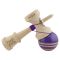 Jucarie de indemanare din lemn, Kendama X, Flippy, Rainbow, King Size V3, Super Sticky, 18 cm, Indigo, Maro