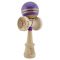 Jucarie de indemanare din lemn, Kendama X, Flippy, Rainbow, King Size V3, Super Sticky, 18 cm, Indigo, Maro