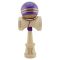 Jucarie de indemanare din lemn, Kendama X, Flippy, Rainbow, King Size V3, Super Sticky, 18 cm, Indigo, Maro