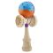 Jucarie de indemanare din lemn, Kendama X, Flippy, Big Cups V2, Super Sticky, 18 cm, Albastru, Portocaliu