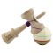 Jucarie de indemanare din lemn, Kendama X, Flippy, Legendary Glob, King Size V3, 18 cm, Alb, Galben, Rosu