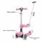 Trotineta pliabila cu 3 roti luminoase, ghidon reglabil si scaun detasabil, 3 in 1, Kick'n Roll, S6 Eco, Roz
