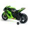 Motocicleta electrica, Injusa, cu roti ajutatoare, 12V, Kawasaki Ninja ZX-R10, Verde
