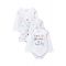 Set 3 body-uri din bumbac cu maneca lunga, Minoti, Happy, Alb