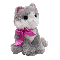 Jucarie de plus Noriel Plush – Pisicuta Gri cu Fundita Roz, 20 cm