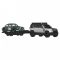 Transportator cu masinuta Hot Wheels, 2023 Land Rover Defender 110 si Jaguar MK1, JBM29