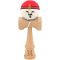 Jucarie de indemanare din lemn, Kendama X, Super Sticky, 18 cm, Rosu, Alb, Galben